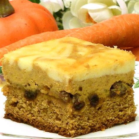 pumpkin-carrot-raisin-cheesecake-bars-recipe-peg image
