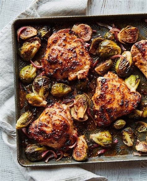 honey-mustard-sheet-pan-chicken-with-brussels-sprouts image