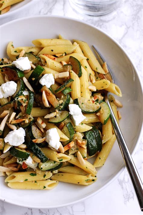 pasta-with-goat-cheese-and-zucchini-green-valley-kitchen image