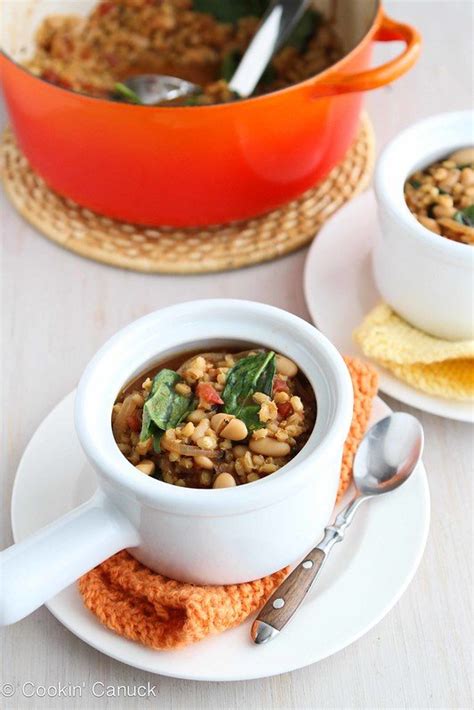 barley-stew-recipe-with-caramelized-onions-white-beans-spinach image