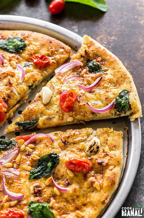 roasted-garlic-spinach-tomato-pizza-cook-with-manali image
