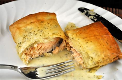 salmon-baked-in-phyllo-with-tarragon-dill-sauce-ode image