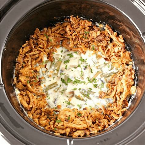 slow-cooker-green-bean-casserole-crunchy-creamy image