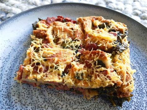 vegan-kale-bacon-breakfast-strata-savory-bread image