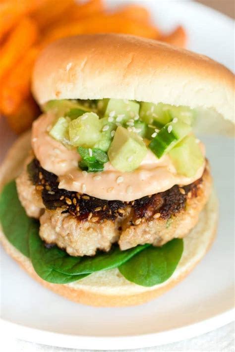sesame-ginger-salmon-burgers-greens-chocolate image