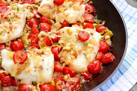 braised-cod-with-tomatoes-and-leeks-the-fountain image