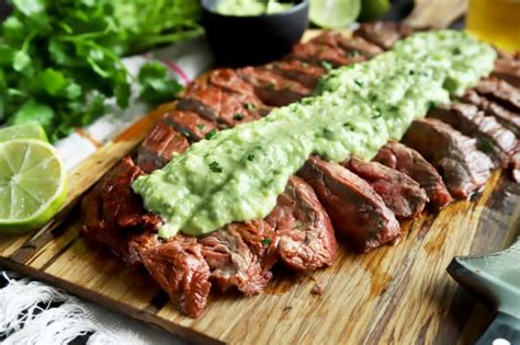 chipotle-flank-steak-with-avocado-salsa-recipe-food image