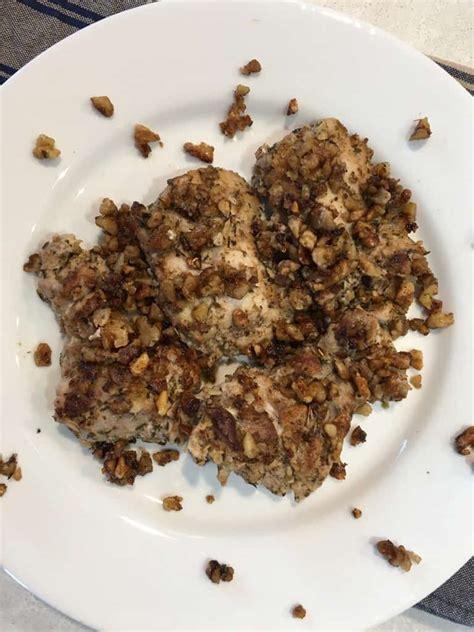 walnut-and-herb-crusted-chicken-recipe-one-happy-dish image