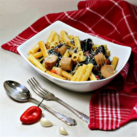 ziti-pasta-with-sausages-swiss-chard-skillet-ziti image