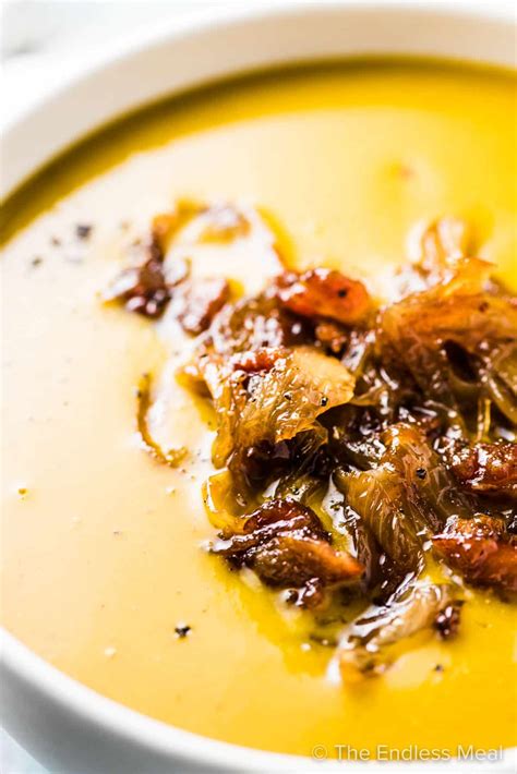pumpkin-soup-with-maple-bacon-onions-the-endless-meal image