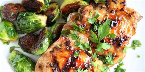 apricot-glazed-chicken-with-brussels-sprouts-delish image