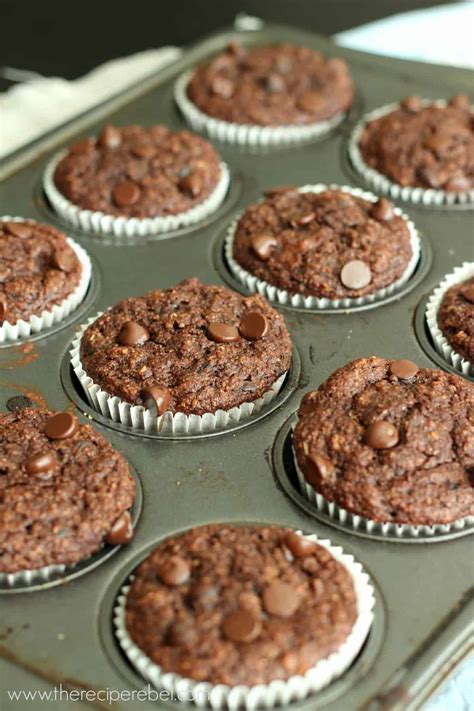 double-chocolate-banana-bran-muffins-the-recipe-rebel image