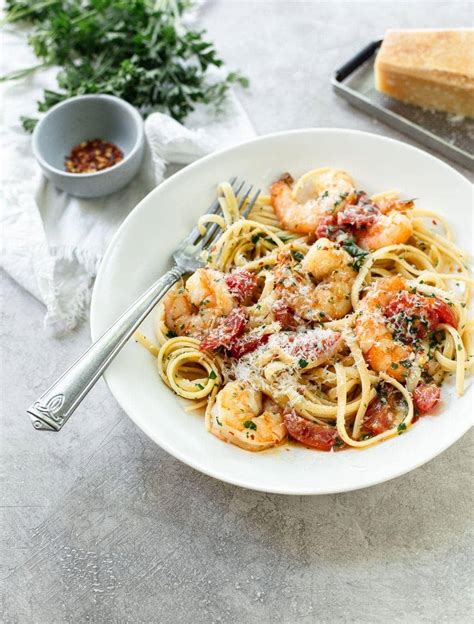 garlic-butter-shrimp-pasta-familystyle-food image