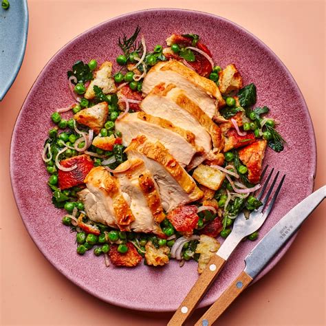 chicken-breast-with-peas-and-croutons-recipe-bon image