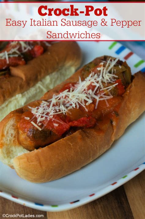 crock-pot-easy-italian-sausage-pepper-sandwiches image