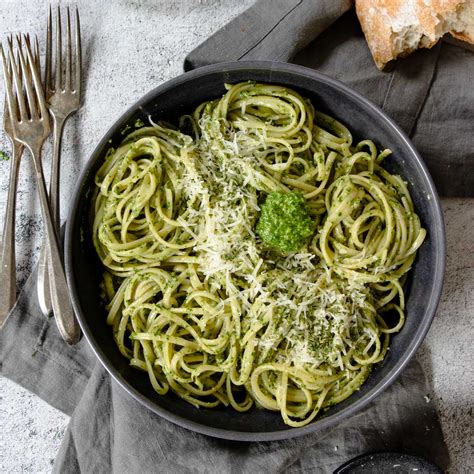 easy-basil-pesto-pasta-with-homemade-pesto-moms-dinner image