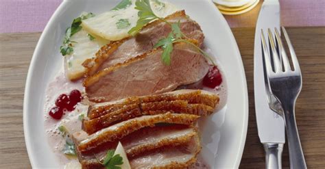 roasted-duck-breast-with-celery-root-and-lingonberry image