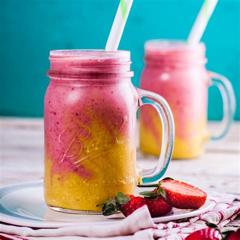 creamy-pineapple-and-strawberry-breakfast-smoothies image