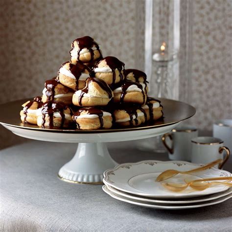 cream-puffs-with-chocolate-sauce-recipe-elizabeth-katz-food image