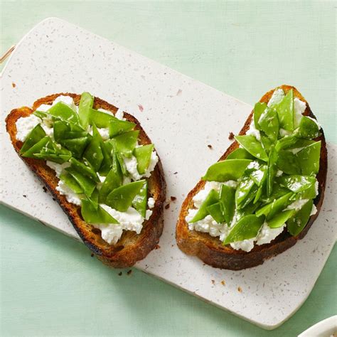 snow-pea-and-ricotta-toast-recipe-prevention image