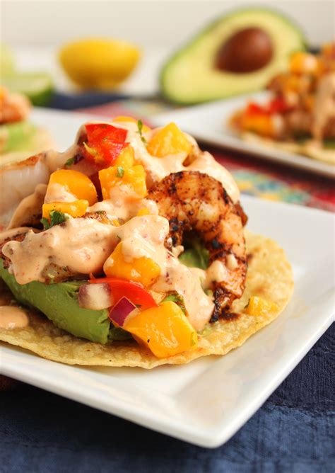 grilled-shrimp-and-avocado-tostadas-with-mango image
