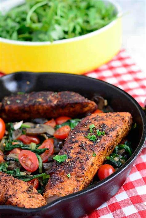 blackened-salmon-with-sauteed-spinach-and-mushrooms image
