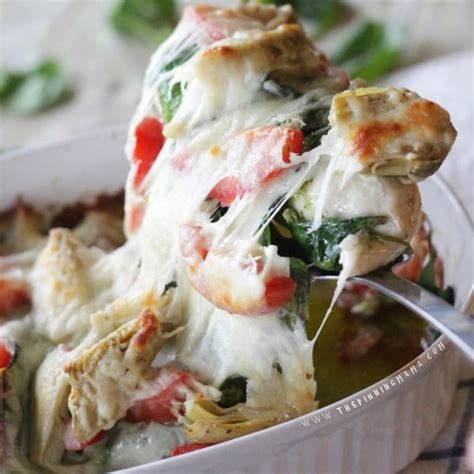 easy-pesto-spinach-artichoke-chicken-bake image