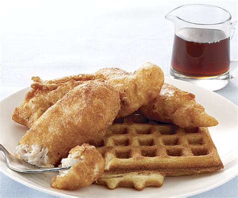 beer-batter-chicken-and-waffles-recipe-finecooking image