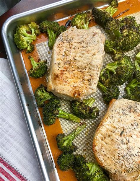 one-pan-baked-pork-chops-and-broccoli-all-she-cooks image