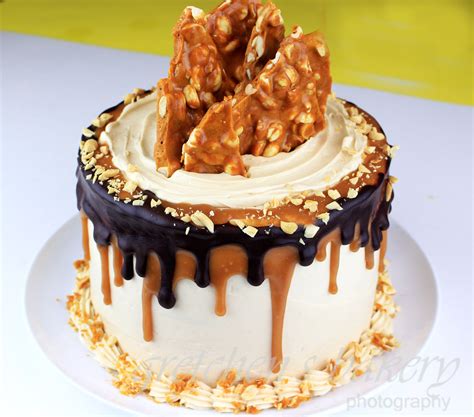 peanut-butter-fudge-brittle-cake-gretchens-vegan image