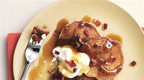 chestnut-pancakes-with-bacon-and-crme-frache-bon image