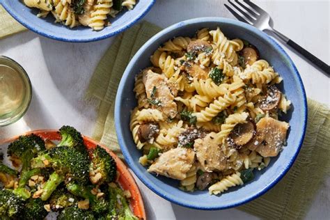 stovetop-chicken-tetrazzini-with-roasted-broccoli image