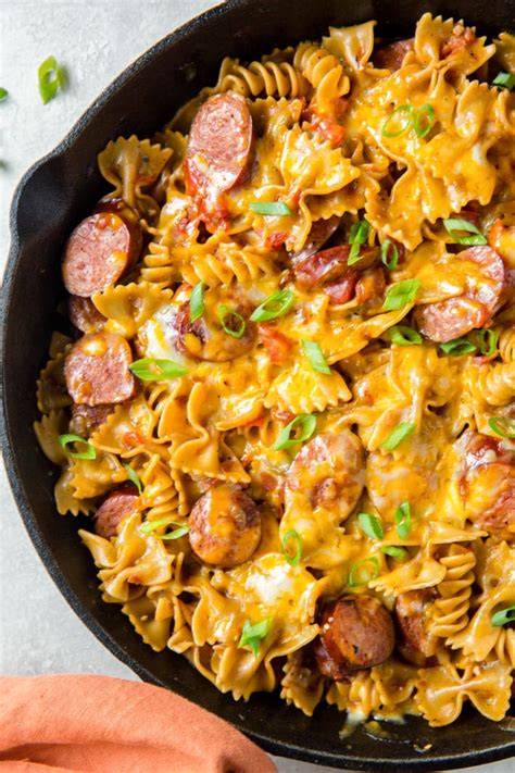 one-pan-cheesy-smoked-sausage-pasta image