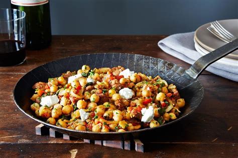 a-warm-pan-of-chickpeas-chorizo-and-chvre-recipe-on image