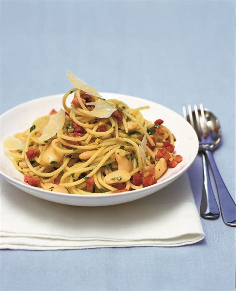 spaghetti-with-pancetta-butter-beans-and-rosemary image