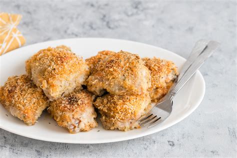 crispy-baked-chicken-thighs-with-panko-and-parmesan-coating image