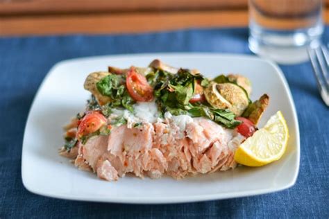 baked-salmon-with-tomatoes-spinach-and-mushrooms image