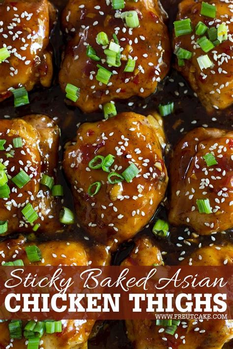 sticky-baked-asian-chicken-thighs-freutcake image