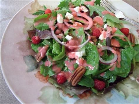 mixed-green-salad-with-fresh-raspberry-vinaigrette-dressing-feta image