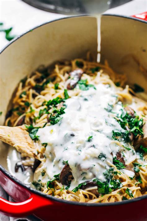creamy-garlic-herb-mushroom-spaghetti-recipe-pinch image