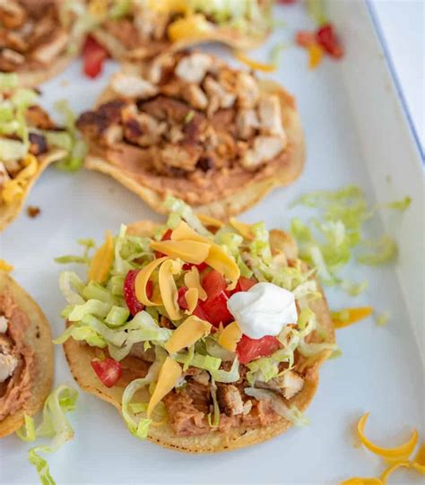 the-best-chicken-tostadas-recipe-easy-chicken-dinner image