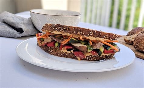 vegan-roasted-veggie-sandwich-recipe-trifecta image