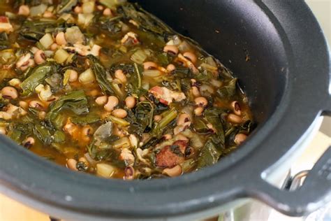 slow-cooker-black-eyed-peas-and-collard-greens image