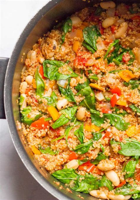 one-pot-quinoa-cannellini-beans-skillet-family-food-on image