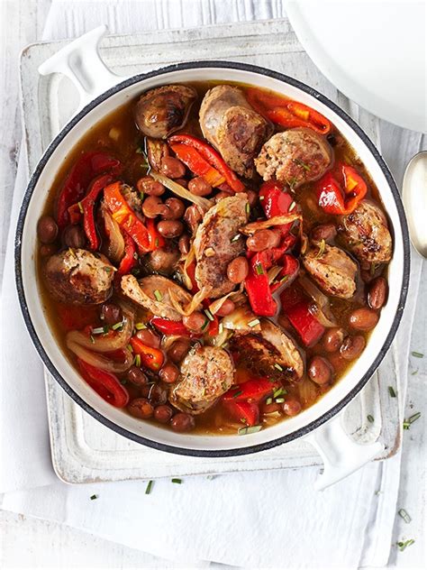 italian-sausages-with-peppers-borlotti-beans-and-rosemary image