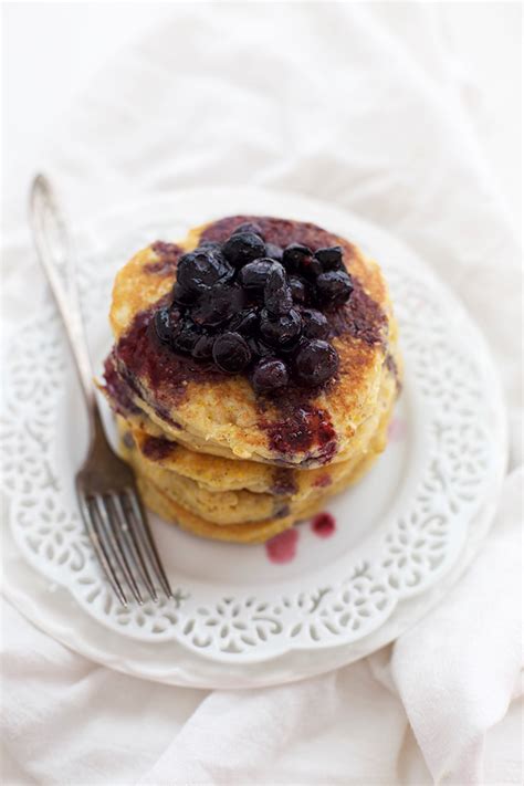 cornmeal-pancakes-with-blueberry-maple-sauce-one image