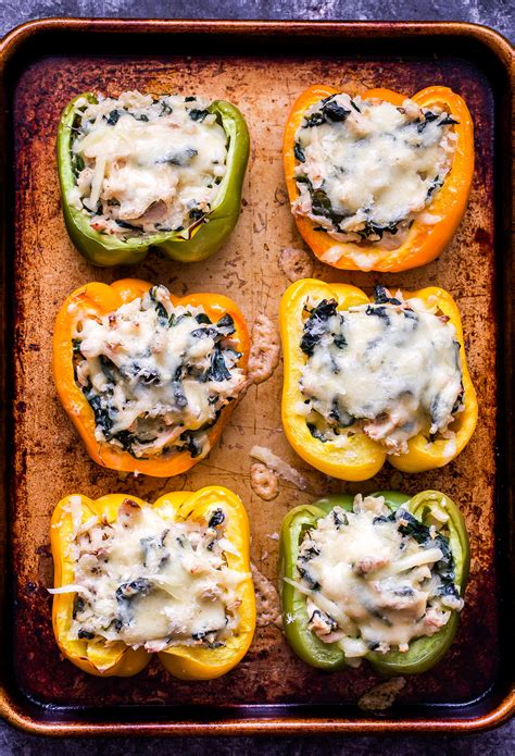 creamy-chicken-spinach-and-rice-stuffed-peppers image