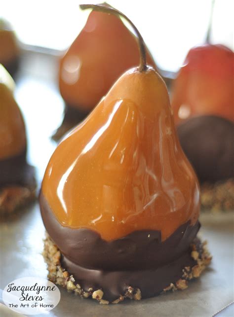 caramel-chocolate-dipped-pears-jacquelynne-steves image