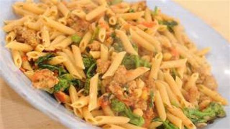 spicy-penne-with-broccoli-rabe-sausage-and-chick-peas image