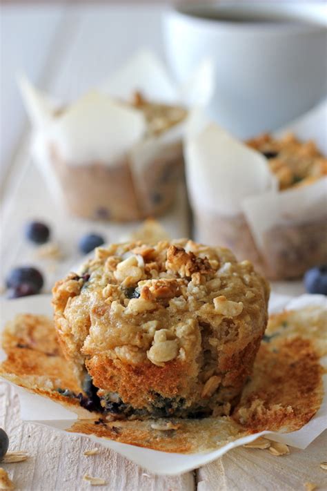 blueberry-oatmeal-muffins-with-granola-crumb-topping image